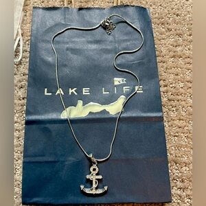 NWOT Silver Anchor Pendant Necklace,‎ lake life, never worn